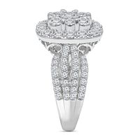 Lab Grown Diamond Engagement Ring with Cushion Cluster 14K White Gold (3 ct. tw.)