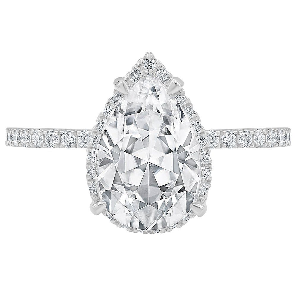 Lab Grown Diamond Pear-Shaped Halo Engagement Ring 18K White Gold (3 1/2 ct. tw.)