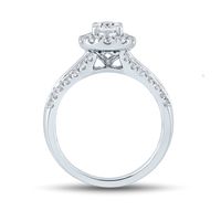 Lab Grown Diamond Oval Engagement Ring with Halo 14K White Gold (1 1/2 ct. tw.)