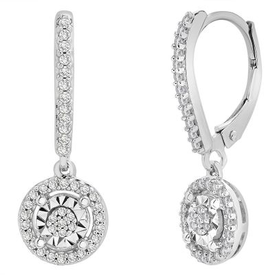 Diamond Drop Earrings with Illusion Settings in Sterling Silver (1/4 ct. tw.)