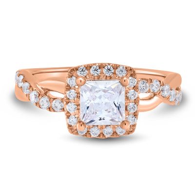 Lab Grown Diamond Engagement Ring with Twist Band 14K Rose Gold (1 1/2 ct. tw.)