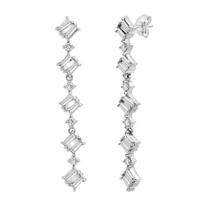 Diamond Linear Drop Earrings in 14K White Gold (1/2 ct. tw.)