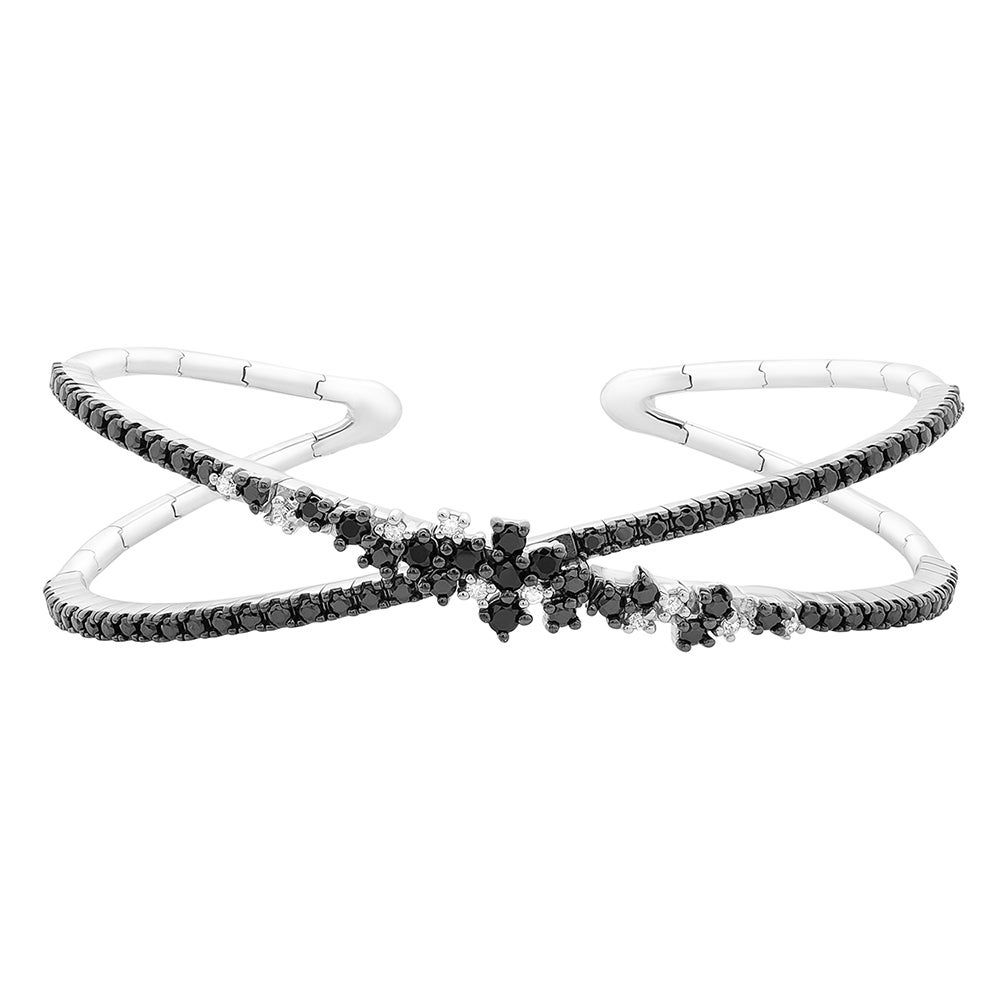 Diamond Cuff Bracelet Black & White in 10K White Gold (1 1/2 ct. tw.)