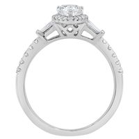 Lab Grown Diamond Pear-Shaped Engagement Ring with Baguette Side Stones 14K White Gold (1 1/4 ct. tw.)