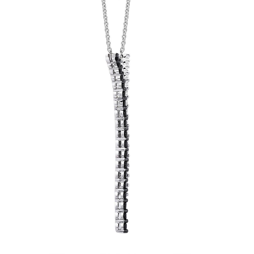 Diamond Y-Necklace Black & White in 10K White Gold (1 1/2 ct. tw.)