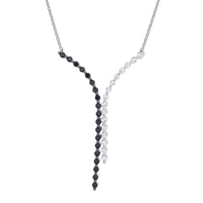 Diamond Y-Necklace Black & White in 10K White Gold (1 1/2 ct. tw.)