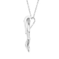 Dolphin Pendant with Diamond Accents in 10K White Gold