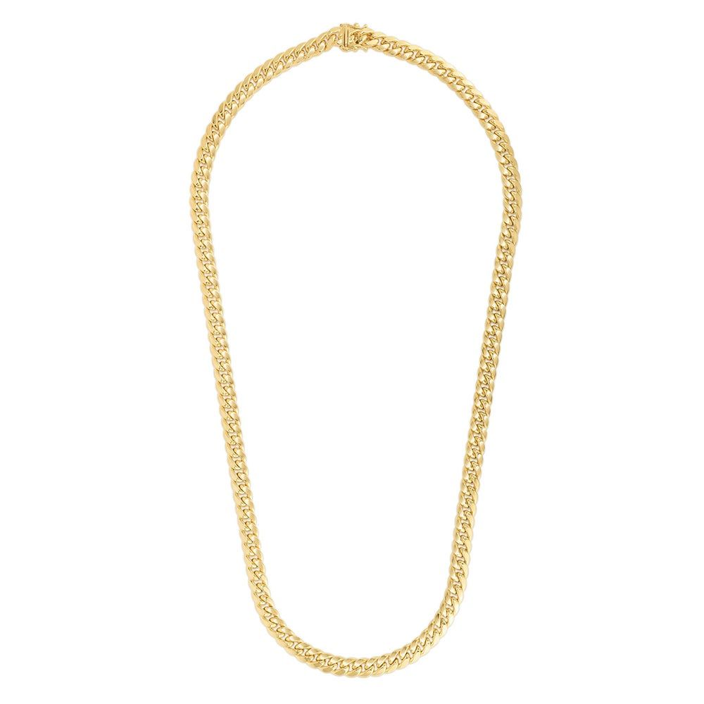 Menâs Miami Cuban Link Chain in 14K Yellow Gold, 9mm, 24â