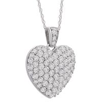 Puff Pave Diamond Heart Pendant in 14K White Gold (1 1/2 ct. tw.)