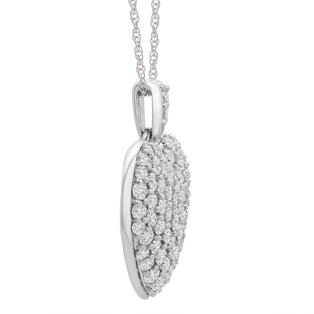 Puff Pave Diamond Heart Pendant in 14K White Gold (1 1/2 ct. tw.)