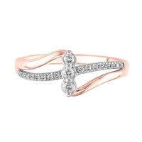 Three-Stone Bypass Ring with PavÃ© Diamonds 10K Rose & White Gold (1/5 ct. tw.)