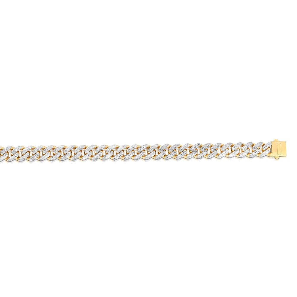 Menâs Diamond-Cut Cuban Link Chain in 14K Yellow & White Gold, 24â