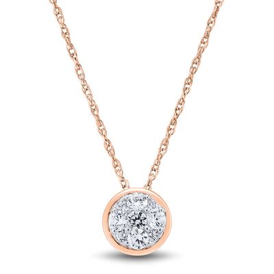 Lab Grown Diamond Necklace with Bezel Setting in 10K Rose Gold (1/3 ct. tw.)