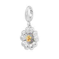 Flower Charm with 14K Yellow Gold Plating in Sterling Silver