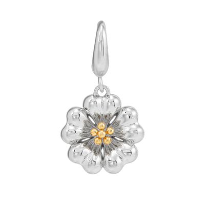 Flower Charm with 14K Yellow Gold Plating in Sterling Silver