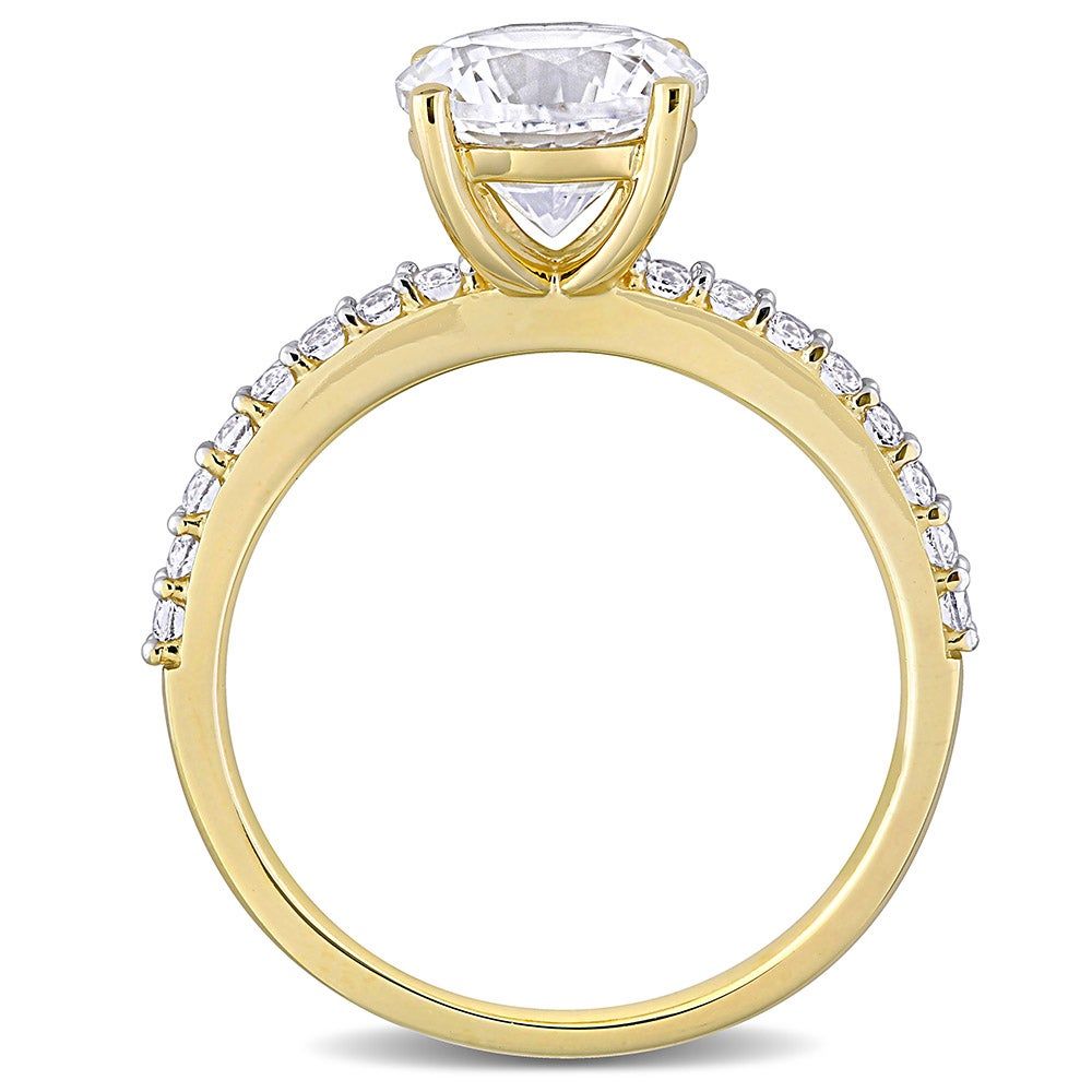 Lab-Created White Sapphire Ring with PavÃ© Band 10K Yellow Gold (2 3/4 ct. tw.)