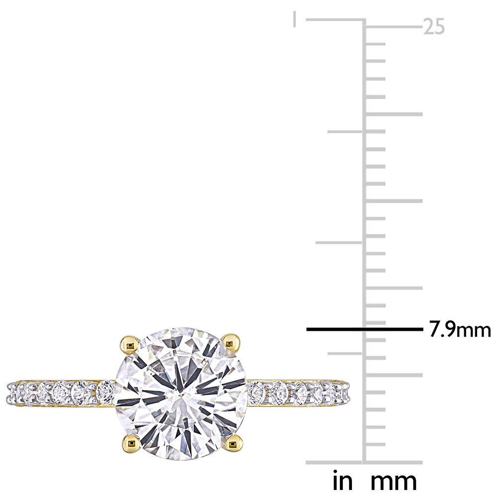 Lab-Created White Sapphire Ring with PavÃ© Band 10K Yellow Gold (2 3/4 ct. tw.)