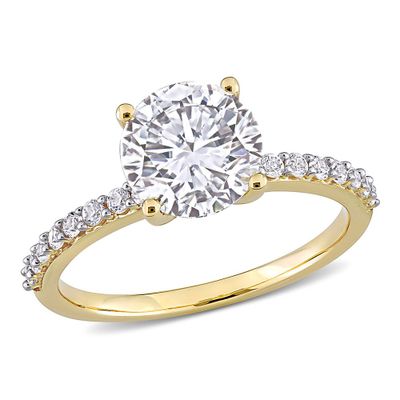 Lab-Created White Sapphire Ring with PavÃ© Band 10K Yellow Gold (2 3/4 ct. tw.)