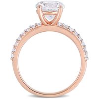 Lab-Created White Sapphire Ring with PavÃ© Band 10K Rose Gold (2 3/4 ct. tw.)