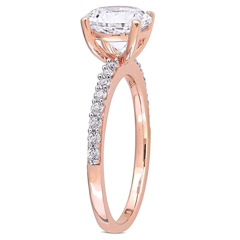 Lab-Created White Sapphire Ring with PavÃ© Band 10K Rose Gold (2 3/4 ct. tw.)