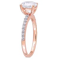 Lab-Created White Sapphire Ring with PavÃ© Band 10K Rose Gold (2 3/4 ct. tw.)
