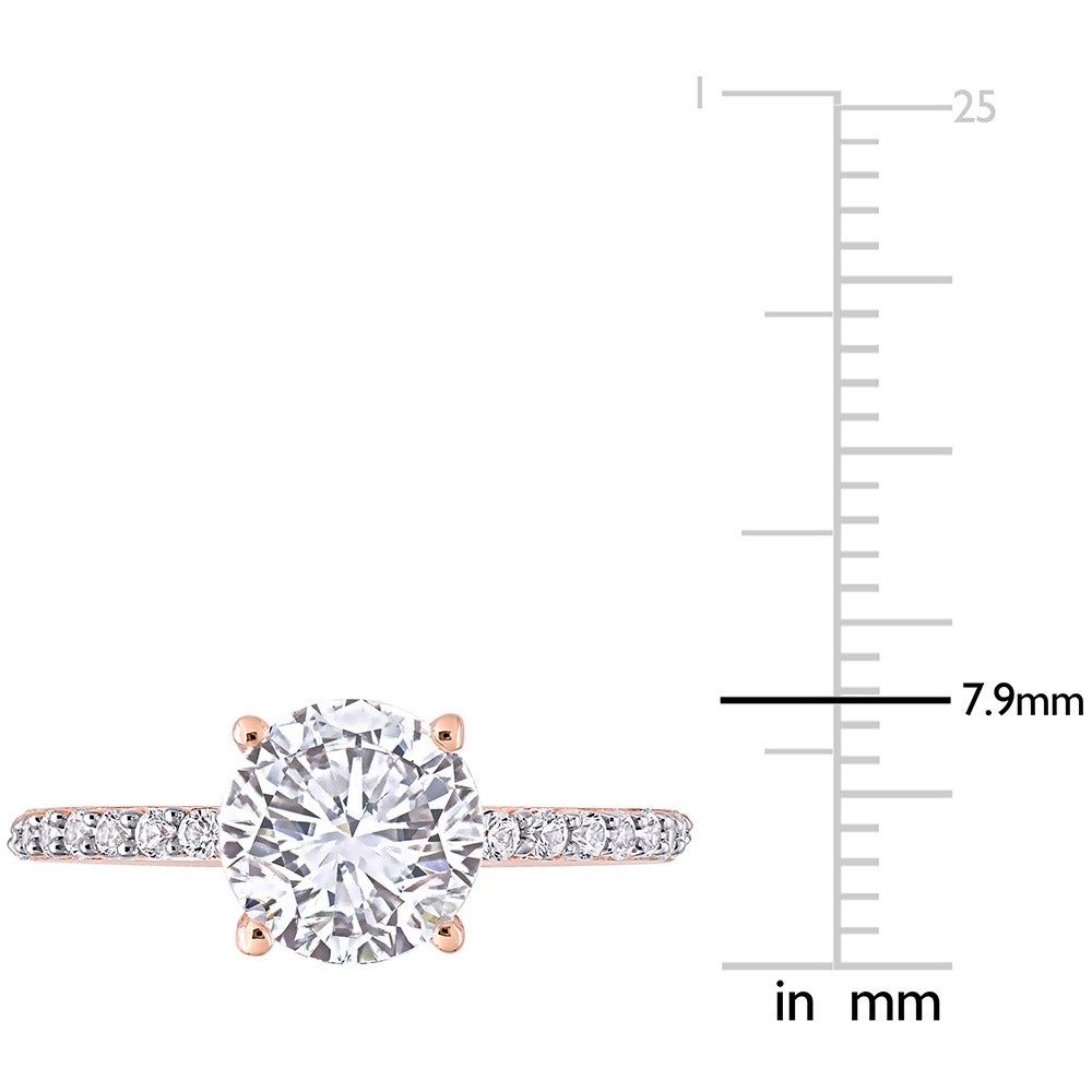 Lab-Created White Sapphire Ring with PavÃ© Band 10K Rose Gold (2 3/4 ct. tw.)