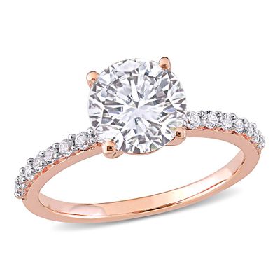 Lab-Created White Sapphire Ring with PavÃ© Band 10K Rose Gold (2 3/4 ct. tw.)
