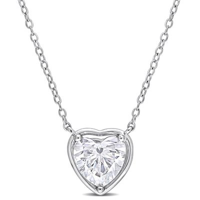 Heart-Shaped Moissanite Necklace in Sterling Silver (2 ct.)