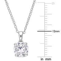 Lab-Created White Sapphire Solitaire Pendant in Sterling Silver