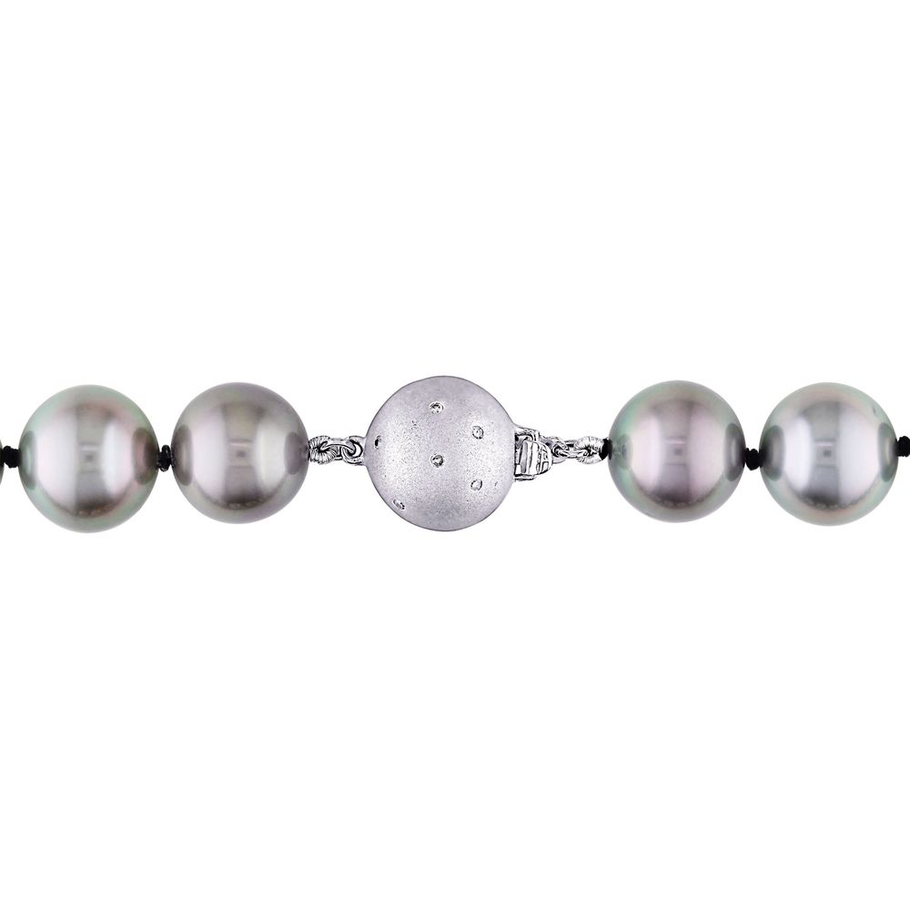 Black Cultured Tahitian Pearl Necklace in 14K White Gold, 10-13mm, 18â