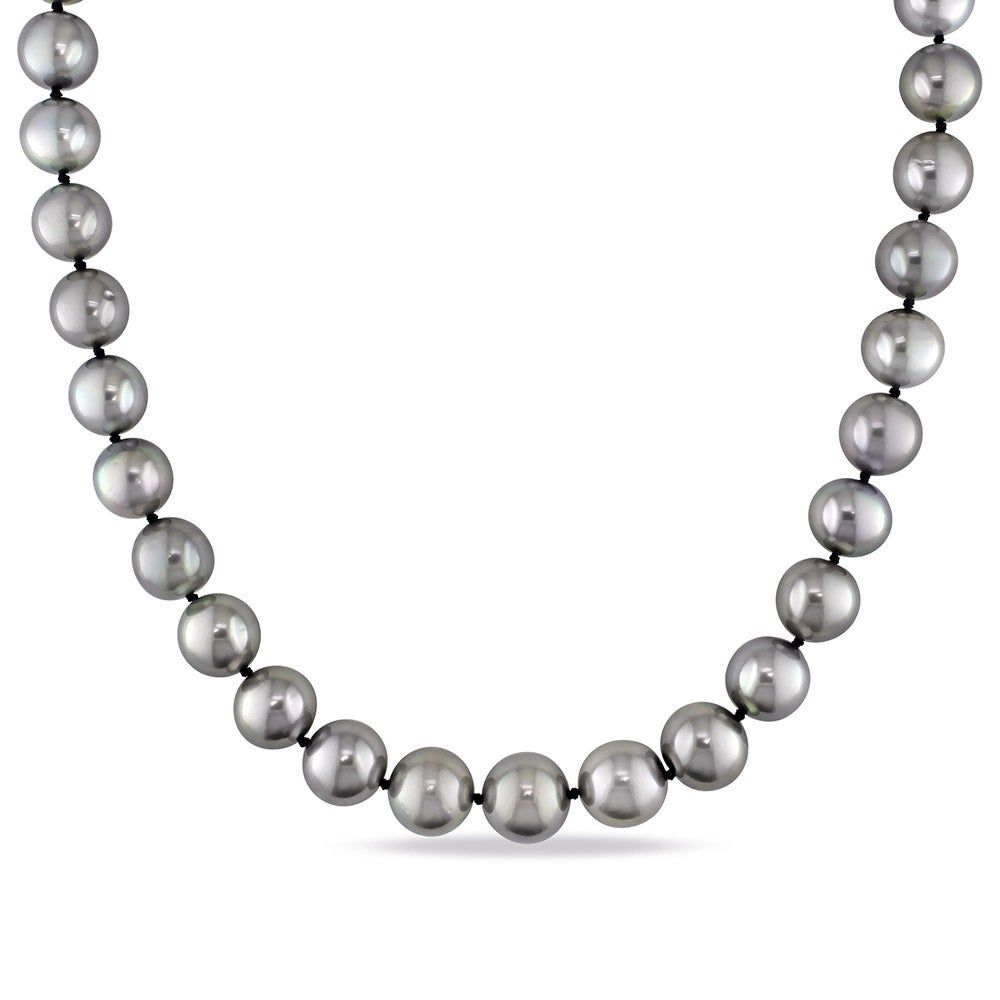 Black Cultured Tahitian Pearl Necklace in 14K White Gold, 10-13mm, 18â