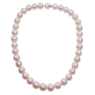 Pink Cultured Freshwater Pearl Necklace in 14K White Gold, 11-12mm, 18â