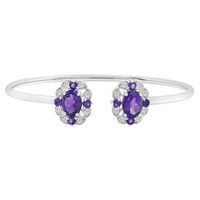 Amethyst Cuff Bracelet with White Topaz in Sterling Silver