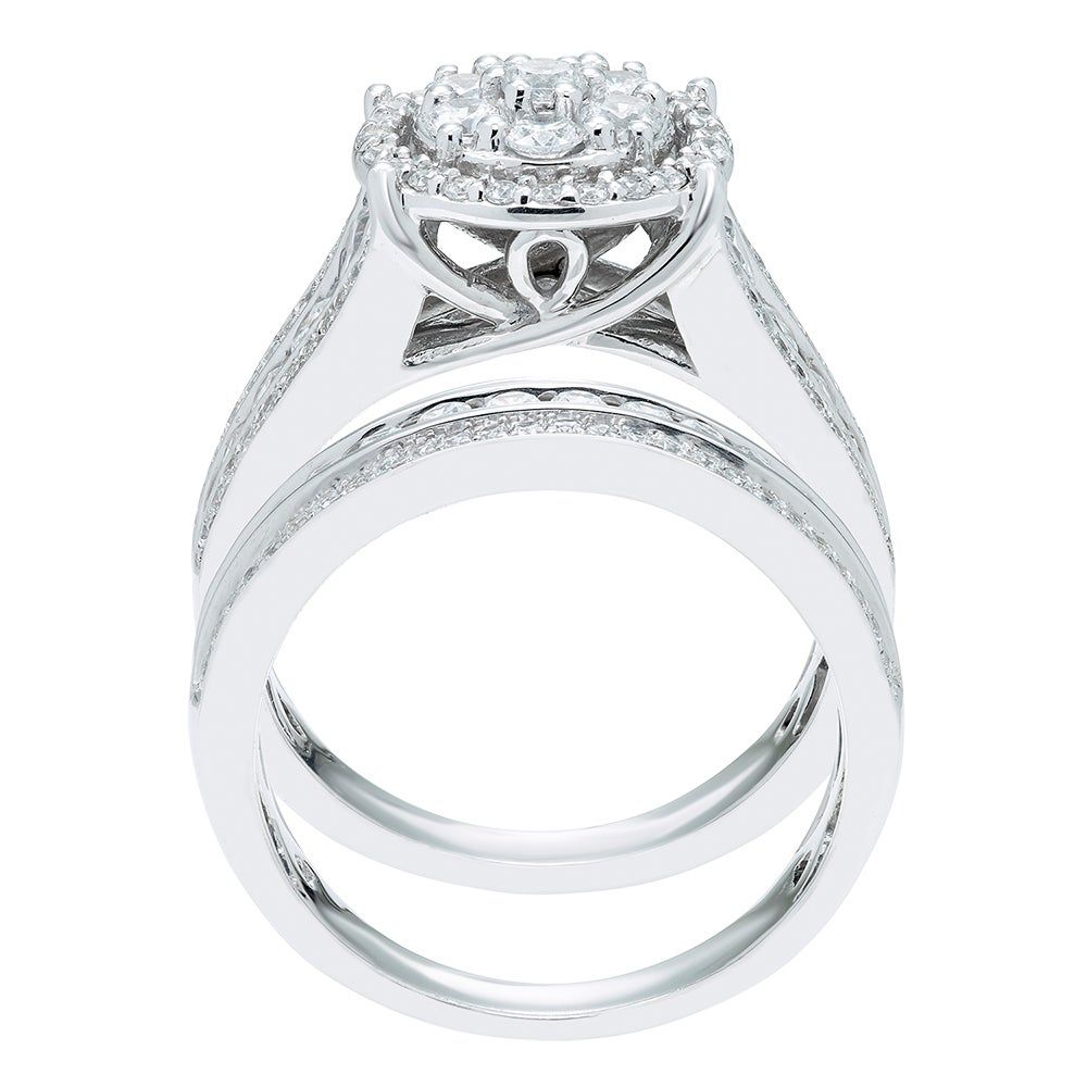 Diamond Bridal Set with Cluster 10K White Gold (2 ct. tw.)