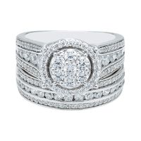 Diamond Bridal Set with Cluster 10K White Gold (2 ct. tw.)