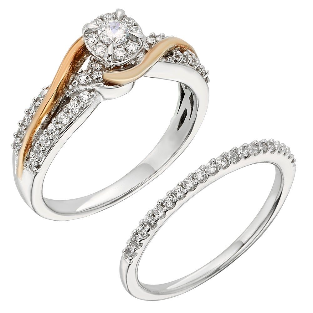Diamond Bridal Set with Bypass Band in 10K White Gold (1/2 ct. tw.)