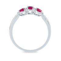 Three-Stone Ruby & Diamond Ring 14K White Gold