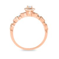 Round Diamond Ring with Halo & Scalloped Band 14K Rose Gold (1/4 ct. tw.)