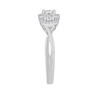 Three-Stone Diamond Engagement Ring with Open Halos 10K White Gold (1/4 ct. tw.)