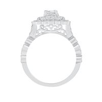 Diamond Double Halo Engagement Ring with Milgrain 14K White Gold (7/8 ct. tw.)