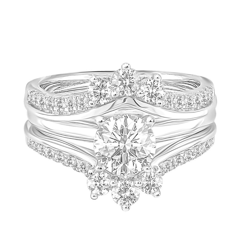 Diamond Ring Enhancer with Three-Stone Clusters in 14K White Gold (3/4 ct. tw.)