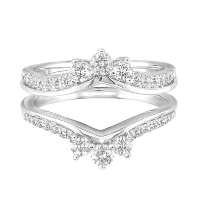 Diamond Ring Enhancer with Three-Stone Clusters in 14K White Gold (3/4 ct. tw.)