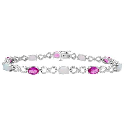 Infinity Multi-Link Bracelet with Gemstones in Sterling Silver