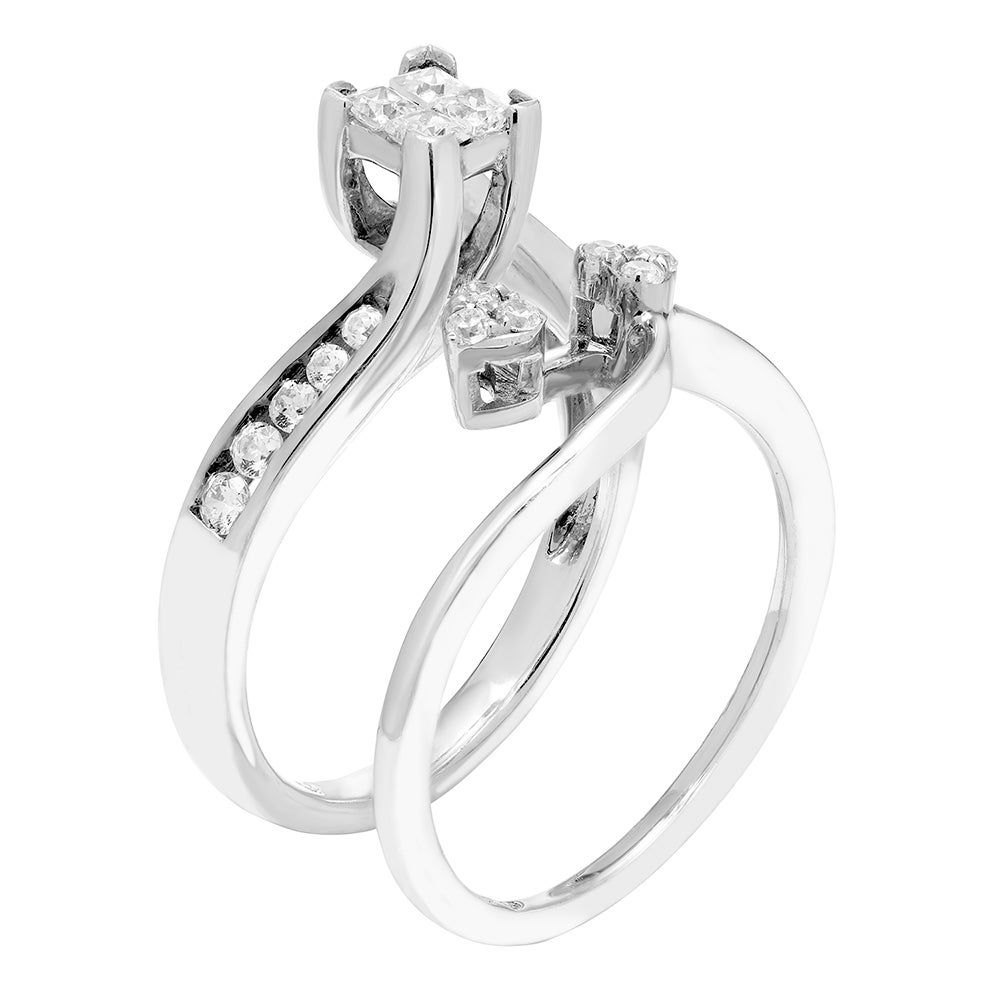 Quad Princess-Cut Diamond Engagement Ring with Bypass Band 10K White Gold (1/2 ct. tw.)