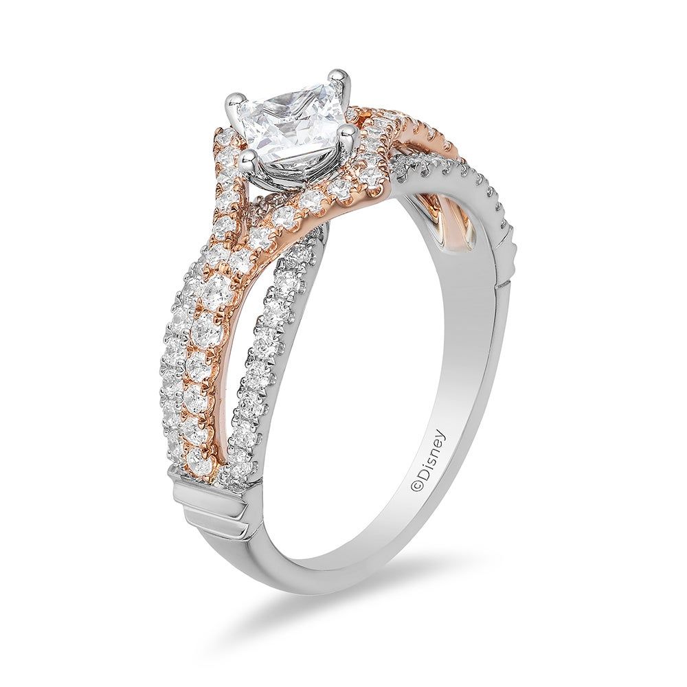 Aurora Engagement Ring with Princess-Cut Diamond in 14K White & Rose Gold (1 ct. tw.)