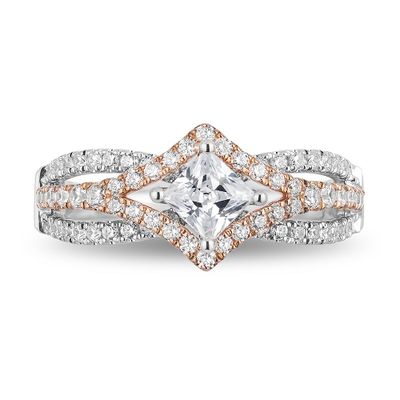 Aurora Engagement Ring with Princess-Cut Diamond in 14K White & Rose Gold (1 ct. tw.)