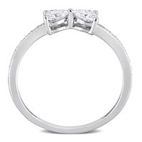 Heart-Shaped Moissanite Stacking Ring with Bow Design Sterling Silver (3/5 ct. tw.)