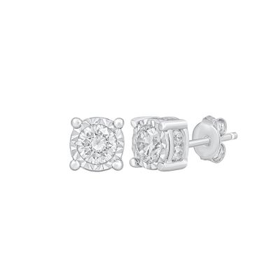 Diamond Stud Earrings with Illusion Settings in 14K White Gold (1 1/4 ct. tw.)