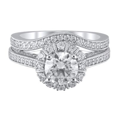 Lab Grown Diamond Bellissima Bridal Set with Scalloped Halo 14K White Gold (2 5/8 ct. tw.)