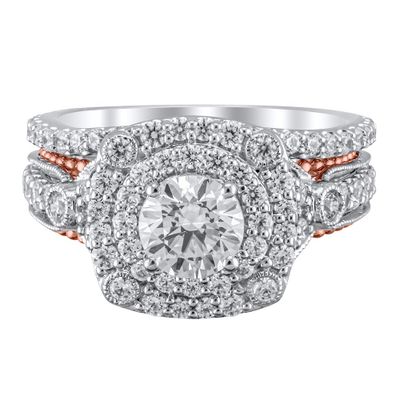 Lab Grown Diamond Bellissima Bridal Set with Double Halo 14K White Gold (2 1/4 ct. tw.)